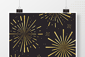 元旦新年金色绚烂烟花海报